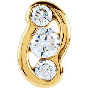 Cubic Zirconia Earrings- 0.54 Carat 3-Stone Channel Setting Earring Set - Image 3