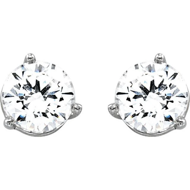 Cubic Zirconia Earrings- Customizable Round 3-prong Screw-back CZ Stud Earrings Set - Image 3