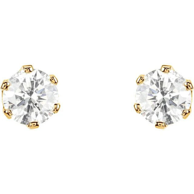 Cubic Zirconia Earrings- 1.0 Carat CZ 6-Prong Screw Back Stud Earring Set - Image 3