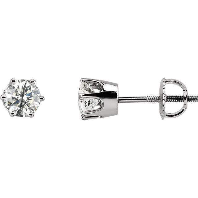 Cubic Zirconia Earrings- 1.0 Carat CZ 6-Prong Screw Back Stud Earring Set - Image 4
