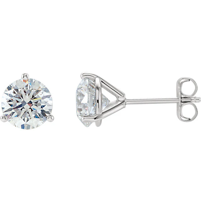 Cubic Zirconia Earrings- Customizable 3-Prong Round Cut Stud Earring Set - Image 3