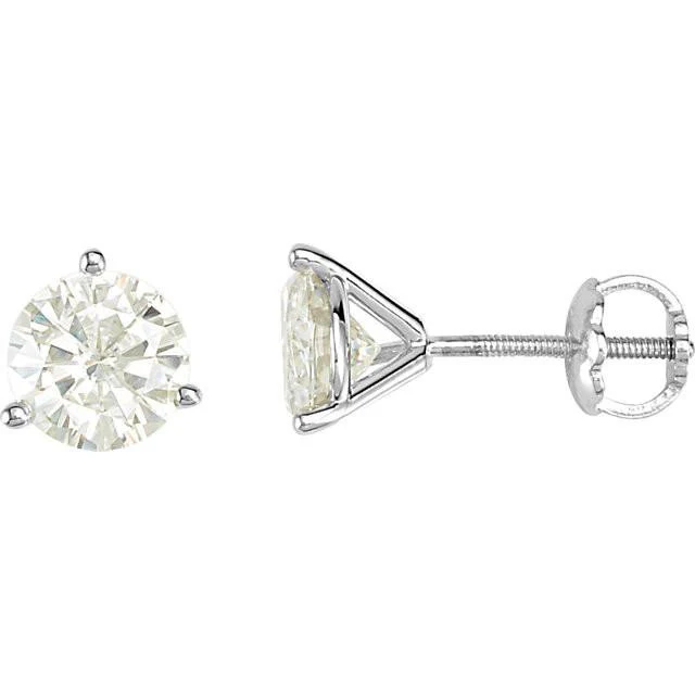 Cubic Zirconia Earrings- Customizable 3-Prong Round Cut Stud Earring Set - Image 4