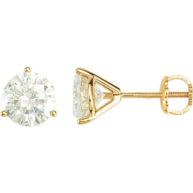 Cubic Zirconia Earrings- Customizable 3-Prong Round Cut Stud Earring Set - Image 7