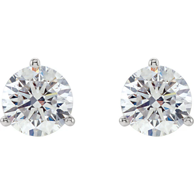Cubic Zirconia Earrings- Customizable 3-Prong Round Cut Stud Earring Set - Image 8