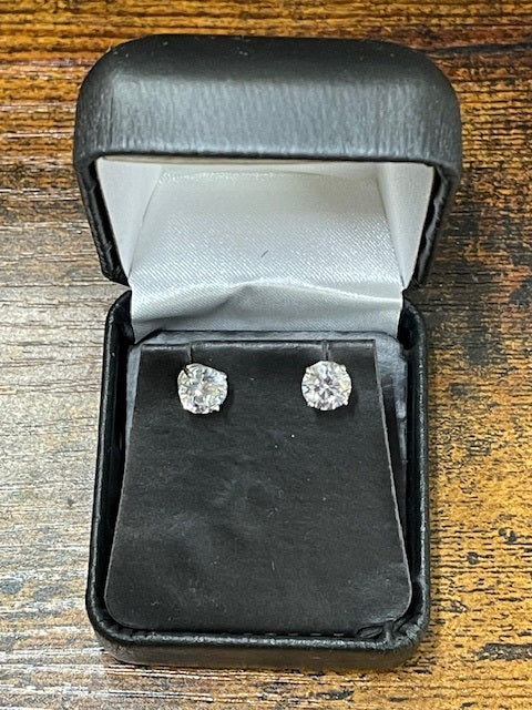 Cubic Zirconia Earrings-  Customizable 4 Prong Round CZ Stud Earring Set With Screw Back - Image 10