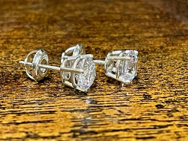 Cubic Zirconia Earrings-  Customizable 4 Prong Round CZ Stud Earring Set With Screw Back - Image 12