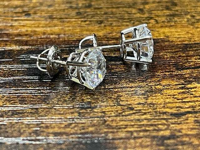 Cubic Zirconia Earrings-  Customizable 4 Prong Round CZ Stud Earring Set With Screw Back - Image 13