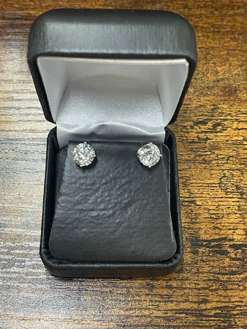 Cubic Zirconia Earrings-  Customizable 4 Prong Round CZ Stud Earring Set With Screw Back - Image 14