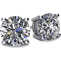 Cubic Zirconia Earrings-  Customizable 4 Prong Round CZ Stud Earring Set With Screw Back - Image 4