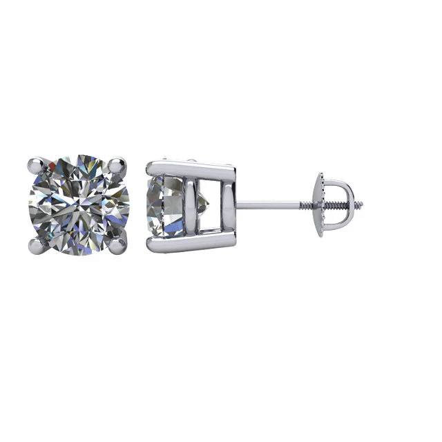 Cubic Zirconia Earrings-  Customizable 4 Prong Round CZ Stud Earring Set With Screw Back - Image 5