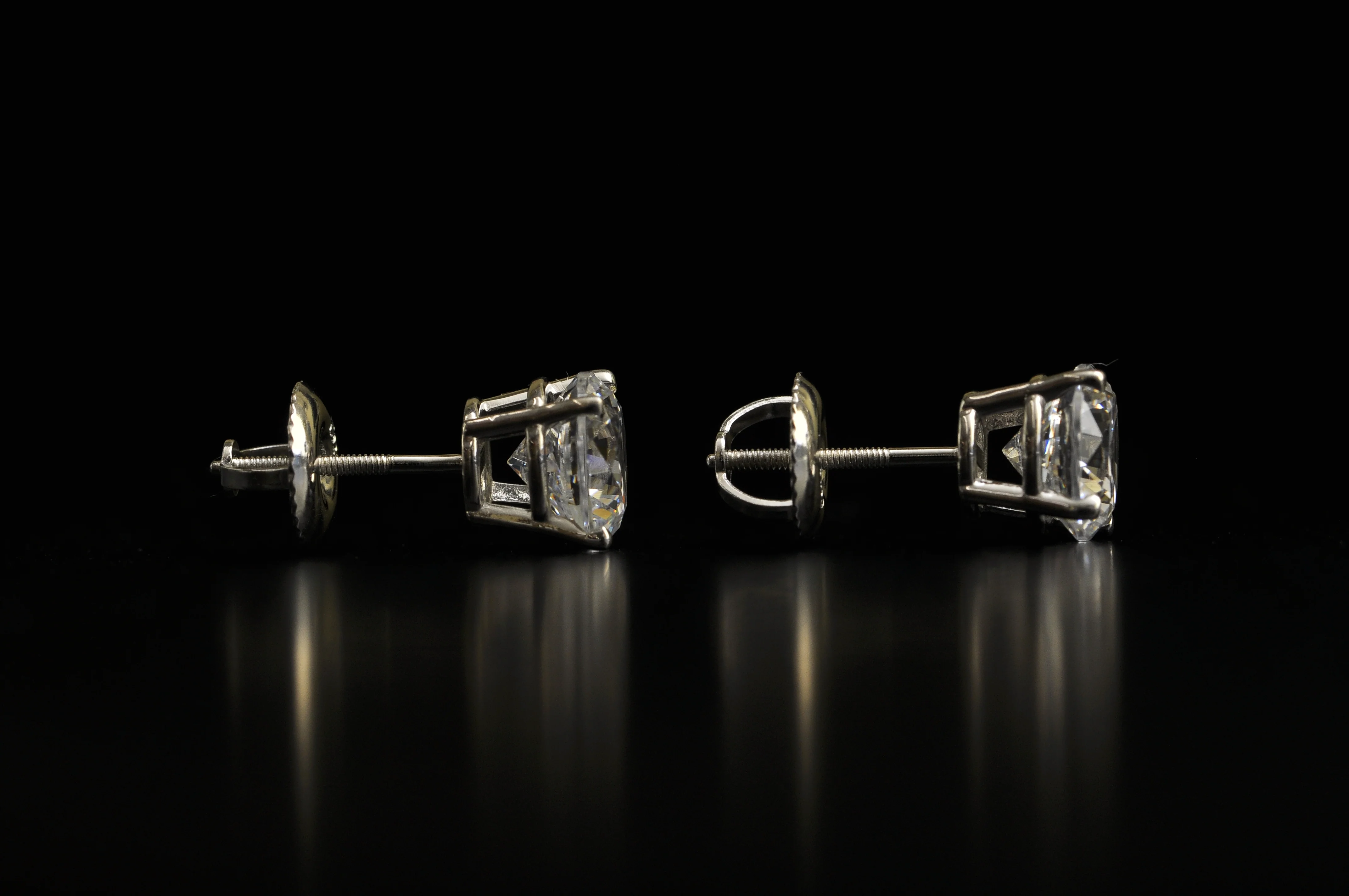 Cubic Zirconia Earrings-  Customizable 4 Prong Round CZ Stud Earring Set With Screw Back - Image 7