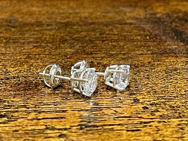 Cubic Zirconia Earrings-  Customizable 4 Prong Round CZ Stud Earring Set With Screw Back - Image 9