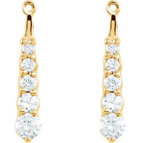 Cubic Zirconia Earrings- Customizable Graduated 5-stone Round CZ Earring Jacket Set - Image 3
