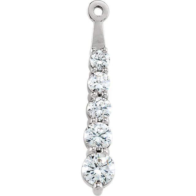 Cubic Zirconia Earrings- Customizable Graduated 5-stone Round CZ Earring Jacket Set - Image 4