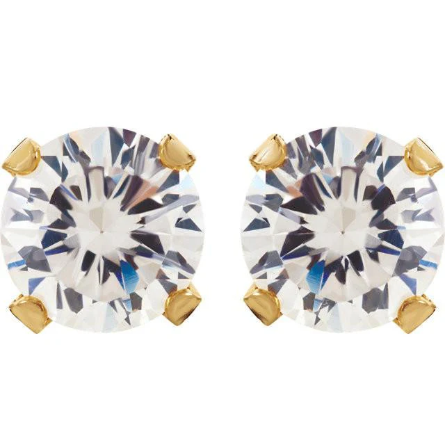 Cubic Zirconia Earrings- Customizable Round Cut Piercing Earring Set - Image 3
