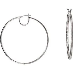 Cubic Zirconia Earrings- 100-stone Customizable Sterling Silver Inside/Outside Hoop CZ Earring Set - Image 5