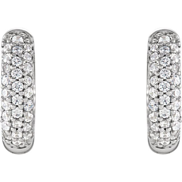 Cubic Zirconia Earrings- Customizable Sterling Silver Three Row CZ Inside/Outside Hoop Earring Set - Image 3