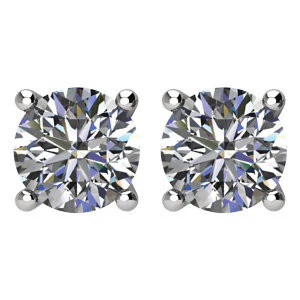 Cubic Zirconia Earrings- Round 4-Prong Light Basket - Image 3
