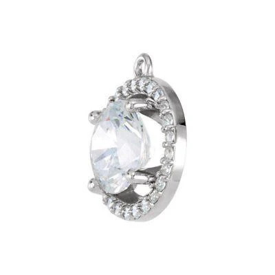 Cubic Zirconia Earrings- Round Halo-Styled Dangle - Image 3