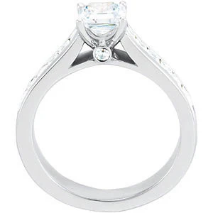 Cubic Zirconia Engagement Ring- The Tiffany (0.75 Carat Asscher with Channel) - Image 4