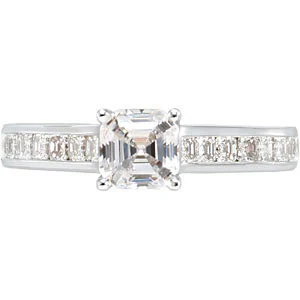 Cubic Zirconia Engagement Ring- The Tiffany (0.75 Carat Asscher with Channel) - Image 5