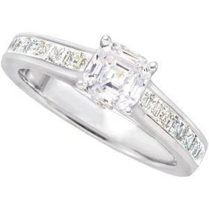 Cubic Zirconia Engagement Ring- The Tiffany (0.75 Carat Asscher with Channel) - Image 7