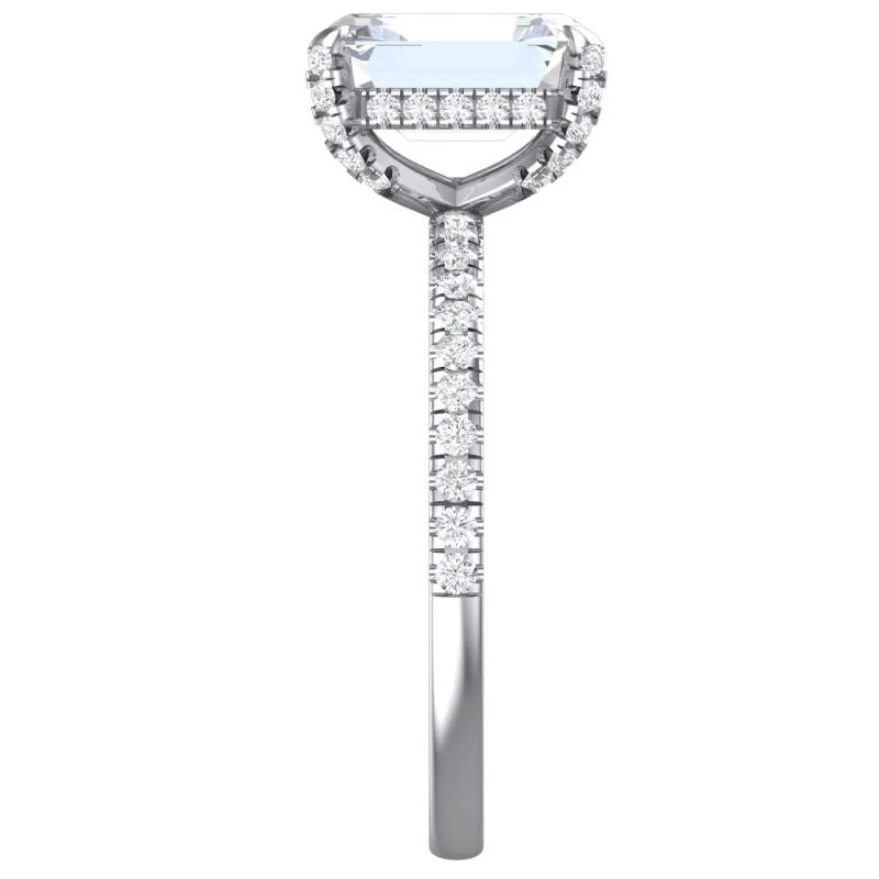 Cubic Zirconia Engagement Ring-*Clearance* The Sparkela (2.0 Carat Radiant Cut with Semi-Eternity Band in Platinum) - Image 6