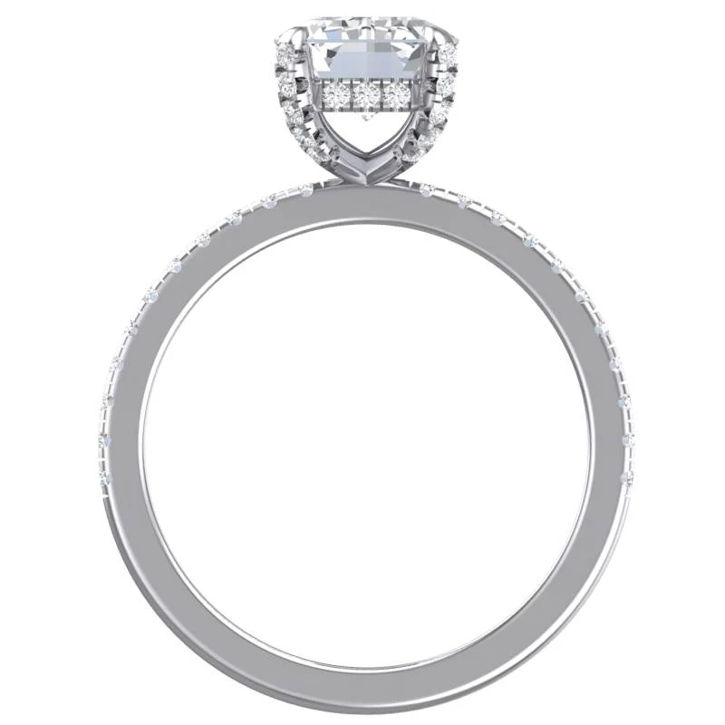 Cubic Zirconia Engagement Ring-*Clearance* The Sparkela (2.0 Carat Radiant Cut with Semi-Eternity Band in Platinum) - Image 7