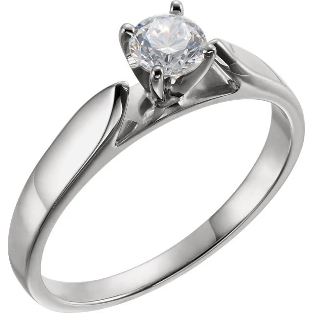 Cubic Zirconia Engagement Ring- The Trish (0.36 Carat Round Cathedral-Style Solitaire) - Image 3