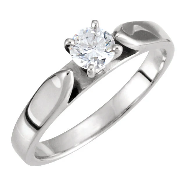 Cubic Zirconia Engagement Ring- The Trish (0.36 Carat Round Cathedral-Style Solitaire) - Image 5