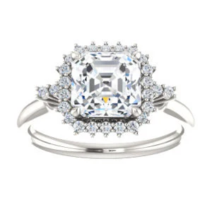 Cubic Zirconia Engagement Ring- The Amy Kiara (Customizable Asscher Cut) - Image 6