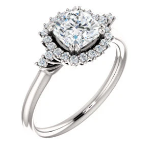 Cubic Zirconia Engagement Ring- The Amy Kiara (Customizable Cushion Cut) - Image 2