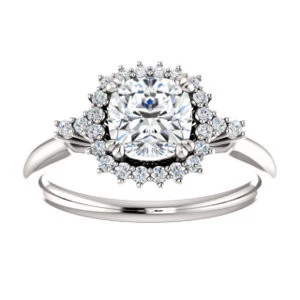 Cubic Zirconia Engagement Ring- The Amy Kiara (Customizable Cushion Cut) - Image 4