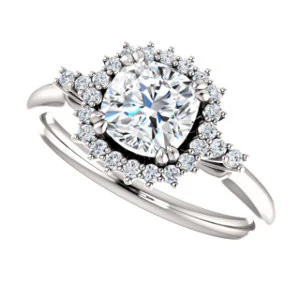 Cubic Zirconia Engagement Ring- The Amy Kiara (Customizable Cushion Cut) - Image 6