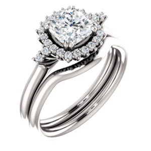 Cubic Zirconia Engagement Ring- The Amy Kiara (Customizable Cushion Cut) - Image 7