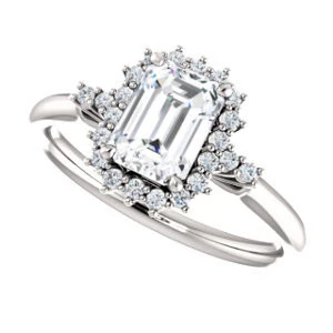 Cubic Zirconia Engagement Ring- The Amy Kiara (Customizable Emerald Cut) - Image 5