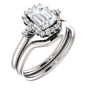 Cubic Zirconia Engagement Ring- The Amy Kiara (Customizable Emerald Cut) - Image 6