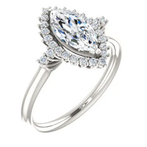 Cubic Zirconia Engagement Ring- The Amy Kiara (Customizable Marquise Cut) - Image 2