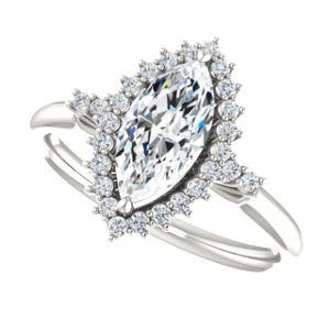 Cubic Zirconia Engagement Ring- The Amy Kiara (Customizable Marquise Cut) - Image 6