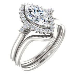 Cubic Zirconia Engagement Ring- The Amy Kiara (Customizable Marquise Cut) - Image 7