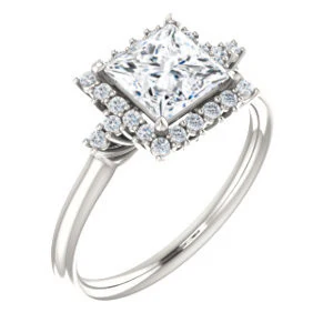 Cubic Zirconia Engagement Ring- The Amy Kiara (Customizable Princess Cut) - Image 2