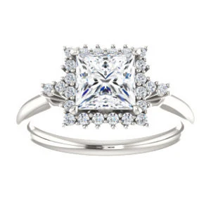 Cubic Zirconia Engagement Ring- The Amy Kiara (Customizable Princess Cut) - Image 4
