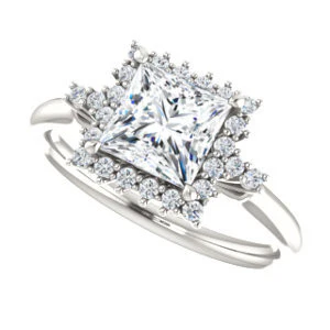 Cubic Zirconia Engagement Ring- The Amy Kiara (Customizable Princess Cut) - Image 6