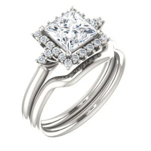 Cubic Zirconia Engagement Ring- The Amy Kiara (Customizable Princess Cut) - Image 7