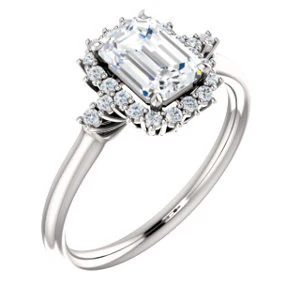 Cubic Zirconia Engagement Ring- The Amy Kiara (Customizable Radiant Cut) - Image 2