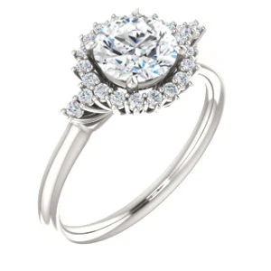 Cubic Zirconia Engagement Ring- The Amy Kiara (Customizable Round Cut) - Image 2