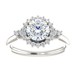 Cubic Zirconia Engagement Ring- The Amy Kiara (Customizable Round Cut) - Image 4