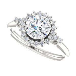 Cubic Zirconia Engagement Ring- The Amy Kiara (Customizable Round Cut) - Image 6