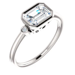 Cubic Zirconia Engagement Ring- The Analise (Customizable Emerald Cut) - Image 2