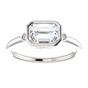 Cubic Zirconia Engagement Ring- The Analise (Customizable Emerald Cut) - Image 4